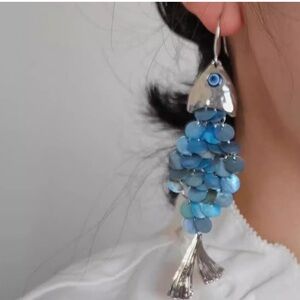 Shell Fish Goddess Gold Earrings